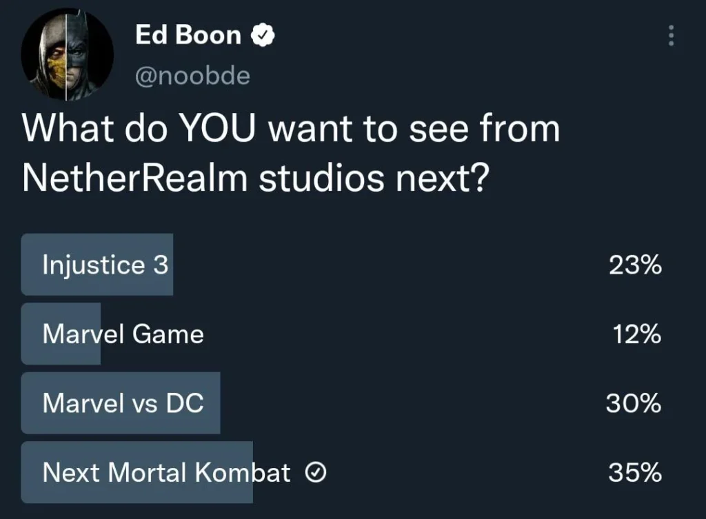 Ed Boon Twitter Pool on next NetherRealm Studios next project