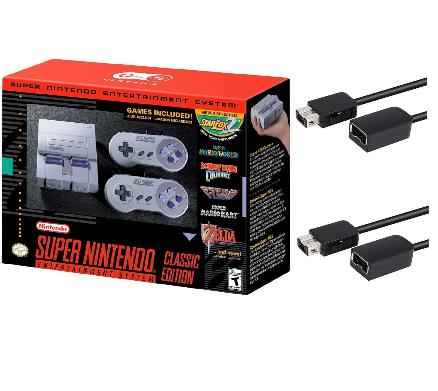 Nintendo Super Entertainment System SNES Classic Edition with Two 6-ft. Extension Cable