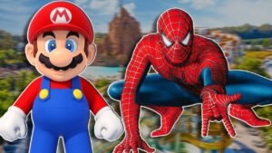 Super Mario and Spiderman at Theme Park