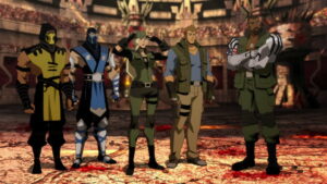Sonya, Jax, Johnny Cage, Sub Zero and Scorpion