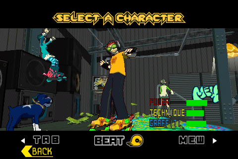 Jet Set Radio character select