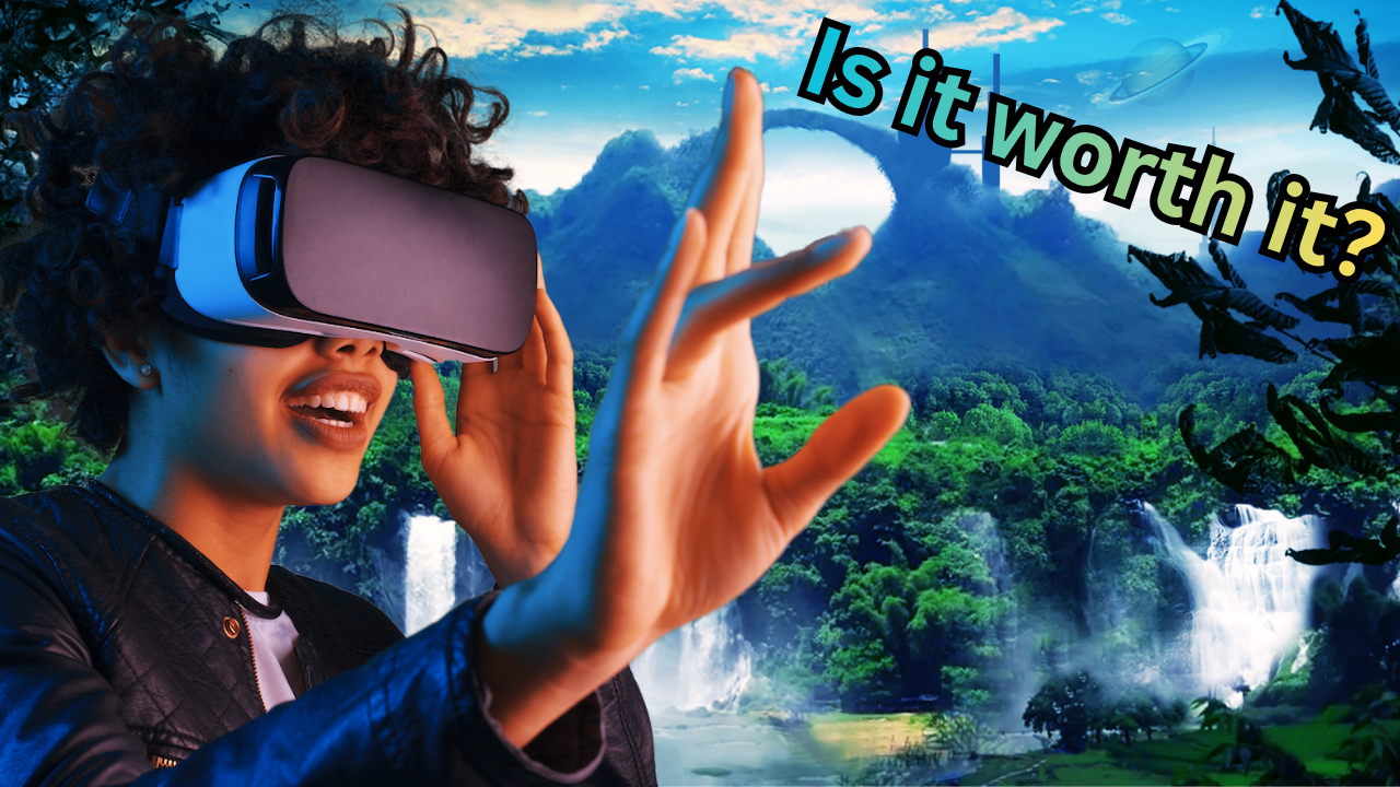 Women with VR Helmet in Fantasy World